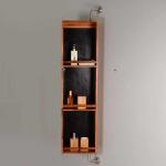 Wall Mounted Rotatable 3mm Mirror Pine Wooden Bathroom Storage