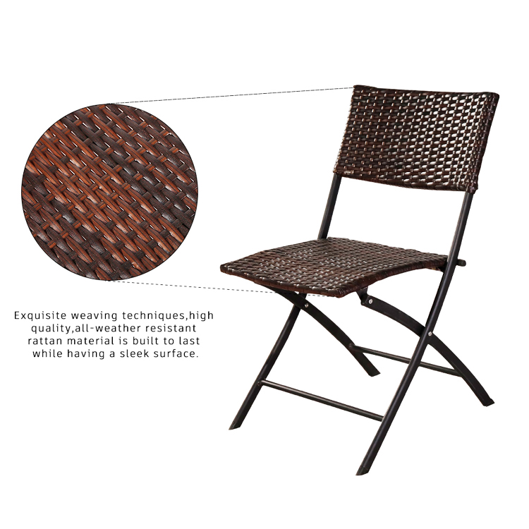 Outdoor Banquet Events Folding PE Rattan Wicker Dining Coffee Chair with Custom Logo