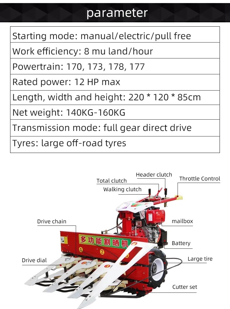 Soybean Grain Farm Combine Harvester Diesel Petrol Small Corn Harvester
