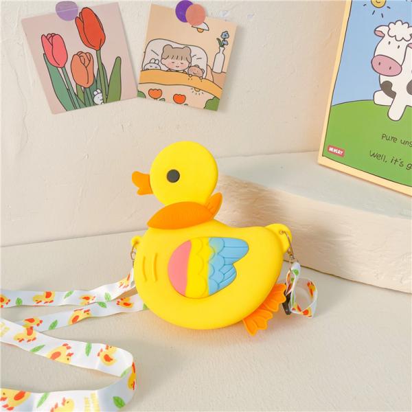 Cartoon Small Crossbody Bag For Teen Girls Silicone Bunny Duck Purse Handbag