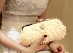 Buy cheap Korean wedding bag high-end pearl bag clutch chain single shoulder bag fashionable lady pearl banquet evening bag from wholesalers