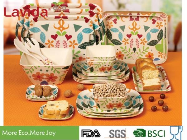 Buy cheap Long Last Print Bamboo Fiber Dinnerware , Custom Made Bamboo Dinnerware Dishwasher Safe from wholesalers