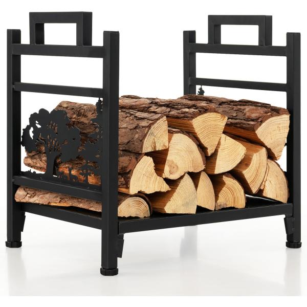 Durable Metal Firewood Rack for Decorative Fireplace Log Storage W33 x D45 x