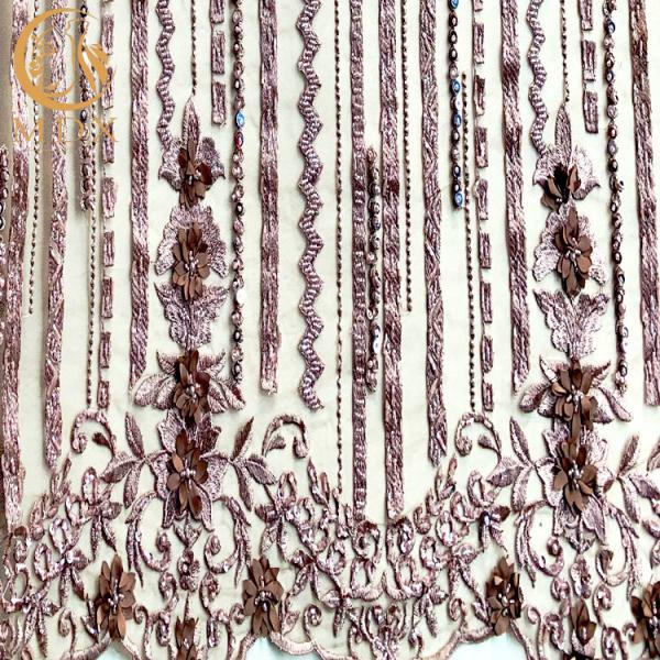 Buy cheap 3D Embroidered African Lace Fabric Polyester Pure Heavy Lace Fabric For Wedding from wholesalers