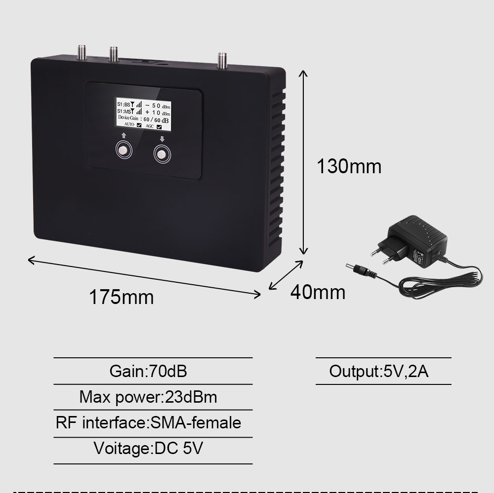 ALC MGC AGC Cell Phone Signal Amplifier Dual Band 900MHz 1800MHz