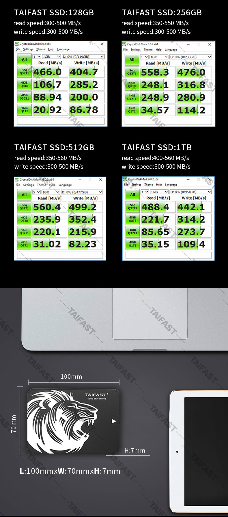 Taifast Qlc 120gb 2.5 Inch SSD Hard Drive For Laptop Desktop FCC