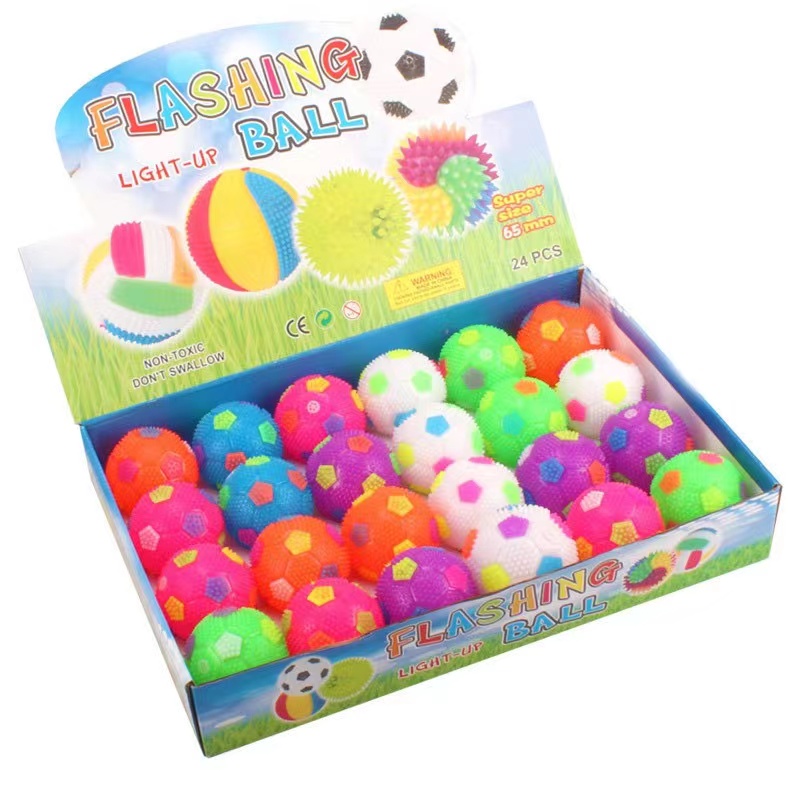 Description Spiky Light Up LED Ball Multi-colors Flashing Squeaky Ball