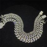 Custom Moissanite Cuban Link Chain Bracelet Jewelry Sterling Silver Hip Hop For