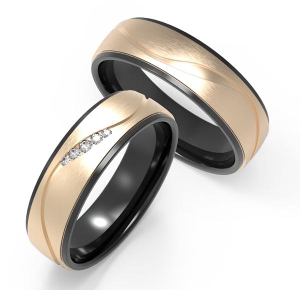 Buy cheap K Gold Plain Damascus Steel Couple Ring Inside Unique Pattern Design from wholesalers