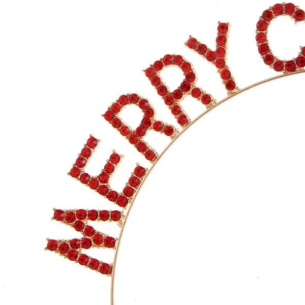 Buy cheap Rhinestone Letter Metal Christmas Headband Gold Red Shiny Diamond Hairband Luxury 16.5x16.5cm from wholesalers