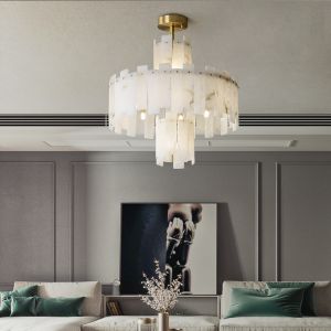 Buy cheap Iron Scagliola High End Pendant Lights With Marble Lampshade from wholesalers