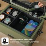 CASE ELEGANCE Military 10 Slot Watch Box Case Organizer for Men, Real Glass Top,