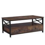 Vintage Industrial Coffee Table Furniture, Coffee Table With Drawer, Particleboa