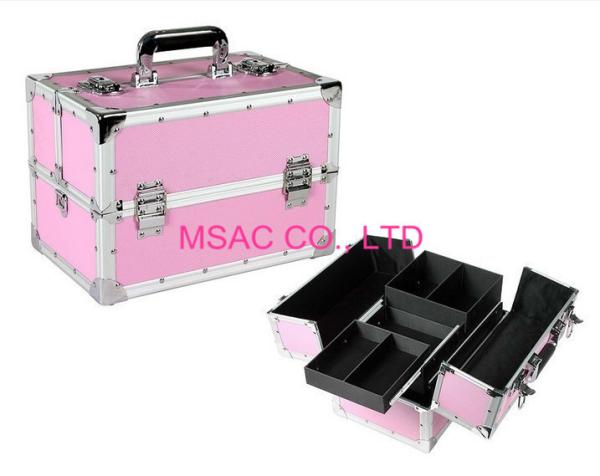 Buy cheap Pink Aluminium Beauty Case Silver Aluminum Edges L 260 X W 150 X H 160mm from wholesalers