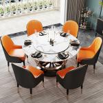 Modern Stainless Steel Marble Round Dining Table With Turntable
