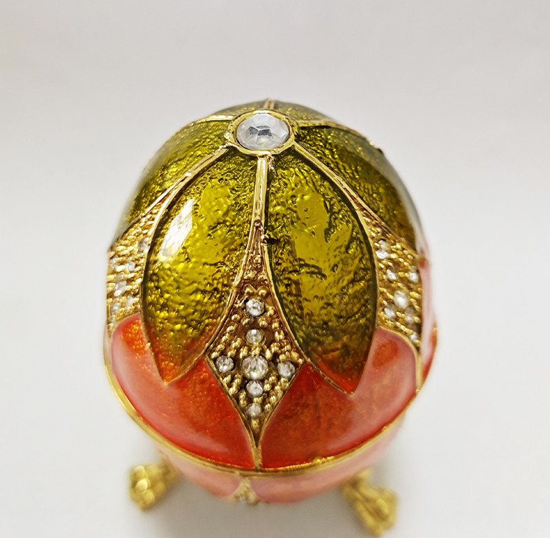 Luxury Faberge Easter Eggs Elegant Enamel jewlery box Crystal Egg Trinket box Jewelry Box Holder Easter Egg Collectible