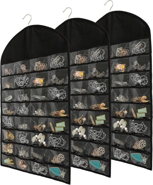 Buy cheap FORAINEAM 3 PACK HANGING JEWELRY ORGANIZER 32 POCKETS 18 HOOK AND LOOPS NECKLACE HOLDER EARRINGS BRACELET RING DISPLAY from wholesalers
