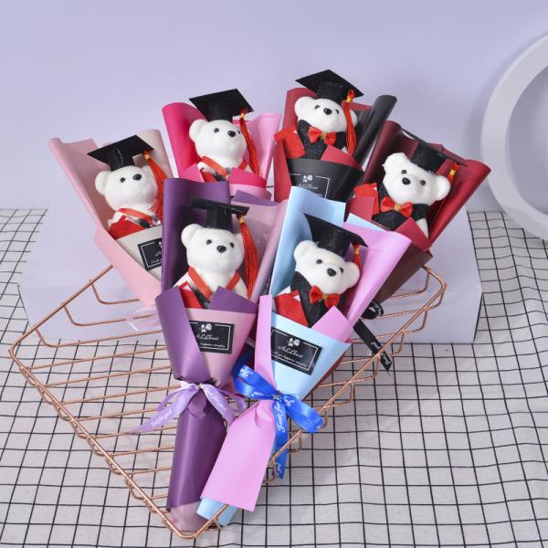 Buy cheap Bear Graduation Bouquet Doctor Bear Doll Male and Female Cartoon Doll Bouquet School Activity Gift 15x35cm Multiple Color from wholesalers