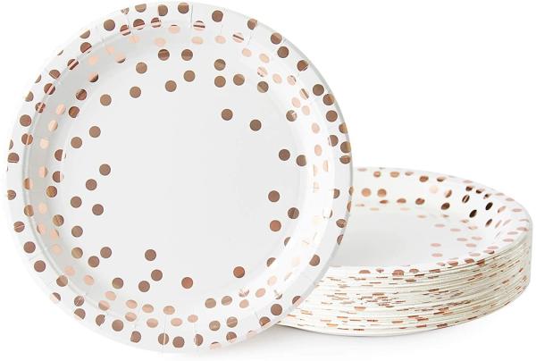 Buy cheap Carnival Dinnerware White And Rose Gold Compostable Paper Plates from wholesalers