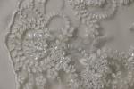 58cm Bridal Lace Fabrics , PET White Sequin Lace Fabric Scalloped Edge