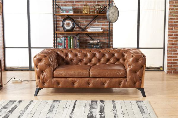 Buy cheap Light Luxury Europe Leather Chesterfield Sofa / Two Seater Leather Couch from wholesalers