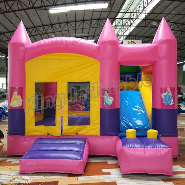 Buy cheap Outdoor Kids Game Princess Inflatable Bouncy Castle With Slide In Pink Colour from wholesalers
