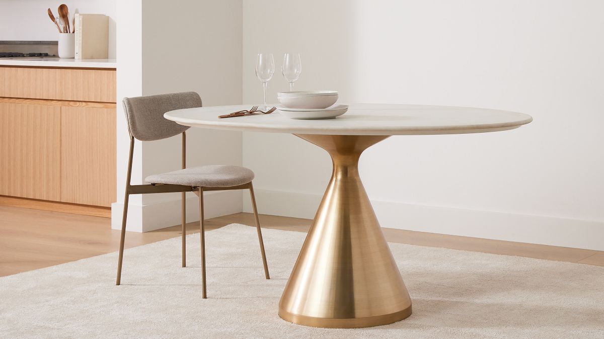 Marble Top Steel Gold Pedestal Tables For Coffee Living Room