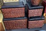 Natural Straw Household Storage Stool Grass Bamboo Woven Ottoman Box Eco