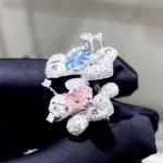 18k Oval Shape Two Colors Style Ring Lab Grown Pink Diamond Ring Luxury And