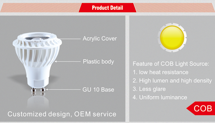 5 watt gu10 led bulb COB cabinet led mini spot light