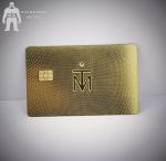 Laser Cut Gold Silver Metal Membership Card with Ic Contact Chip Diamond Inlay