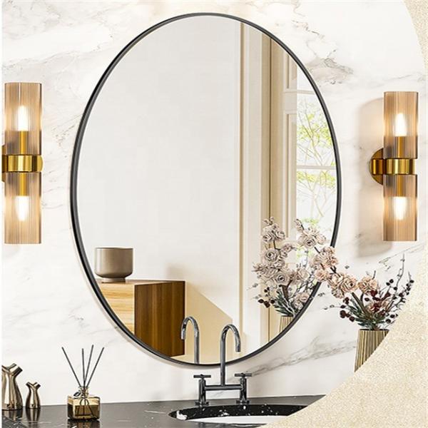 Living Room Modern Metal Frame Black Golden Rose Bathroom Mirror with Stand or