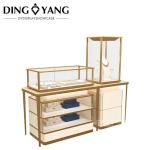 Modern Glass Stainless Steel Fashionable Jewelry Showcase No Installation With