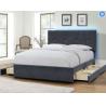 Buy cheap Grey Velvet King Size Upholstered Bed Frame High Headboard With Drawers from wholesalers