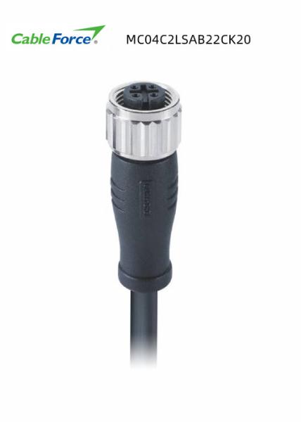 4 Pin Unshieled M12 A Code Female Straight Connector 2m Pvc Industrial