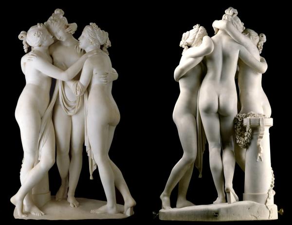 Stone hand carved statue Three graces lady marble sculpture for art gallery