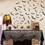 12pcs PVC Halloween Christmas Ornaments 3D Stickers Black Bats For Wall Decor