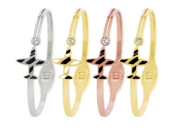 Buy cheap Stainless Steel aircraft bracelet 18k gold titanium spring drip oil Creative gift accessories wholesale yiwu from wholesalers