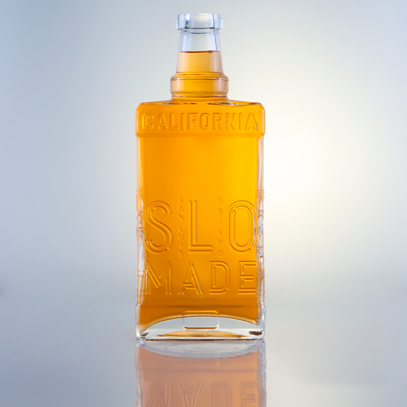 750ml Flint Glass Clear Square Round Gin Bottle with Screw Top Finish and Free Design