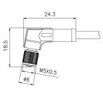 Female 90 Degrees Molded M5 Cable Connector A Code 250VAC
