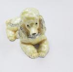 Fashion metal alloy dog trinket Jewelry Box pewter white cute dog trinket