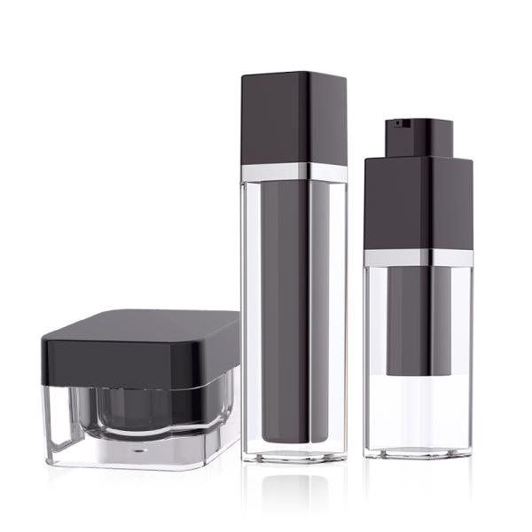 Buy cheap Square Black Acrylic Clear Airless Pump Bottles Bulk And Jar from wholesalers