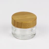 Buy cheap 40ml 75ml 180ml Transparent Cosmetic Glass Jars With Bamboo Lid product
