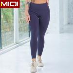 Navy Blue Solid V Shape Butt Lift Gym 300gsm High Rise Yoga Pants With Pockets