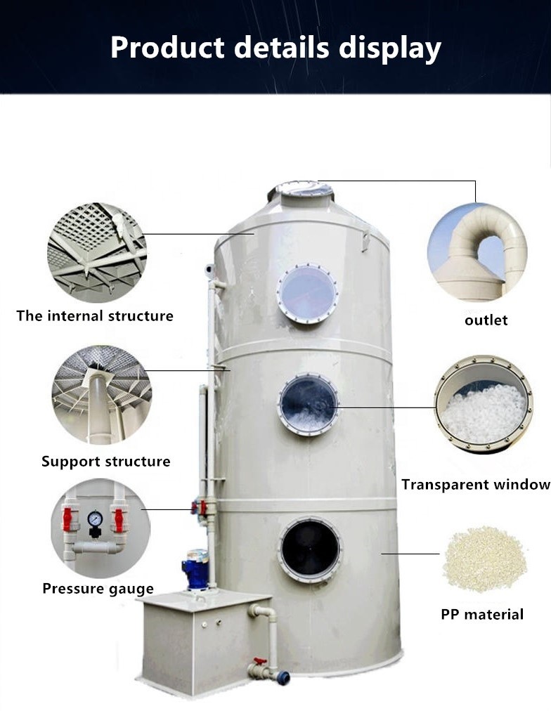 Spray Tower Industrial Waste Gas Treatment Equipment For Acid Mist And Dust Waste Gas