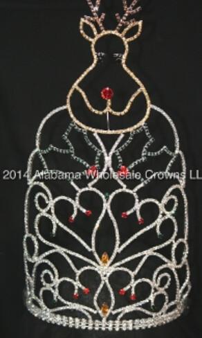 Quality Elk rhinestone crowns custom deer christmas pageant crowns for holiday pageant crowns wholesale crystal pageant crowns for sale
