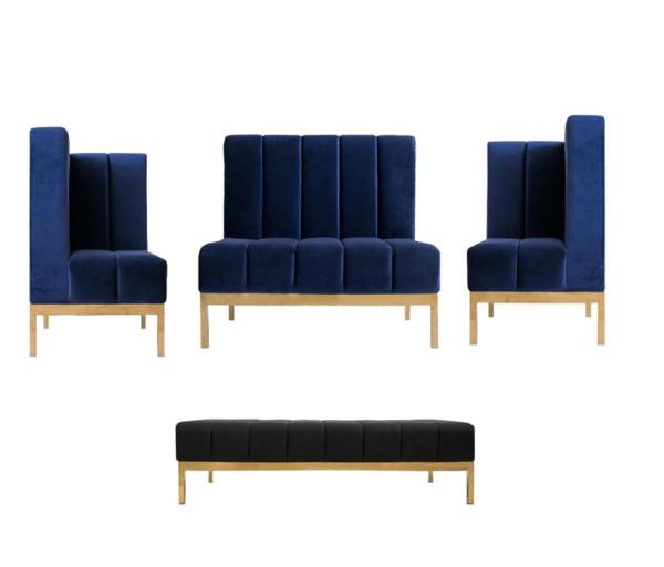Buy cheap Hot sales Navy Blue High back Sofa sets sectional sofa Modular Sofa Stainless Steel Leg for living room Club from wholesalers