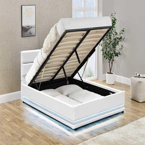 Buy cheap White Solid Back Gas Lift Queen Storage Bed Comfortable For Sleep FSC from wholesalers
