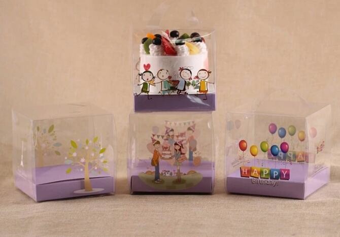 economy Cupcake Box White Window Cake Box customized Wedding Cake Box,6inch in stock PET Plastic Clear birthday Cake Box
