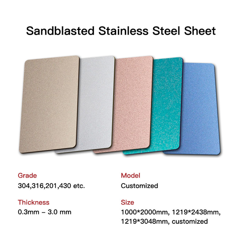 201 304 Decorative Stainless Steel Sheet 1.0mm Bead Blasted Color Metal Sheet For Wall Panel